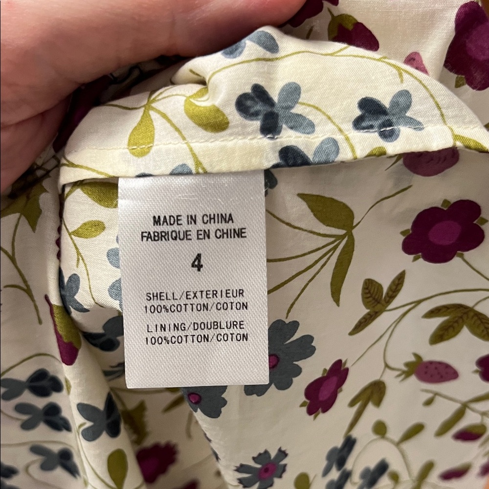 Theory Backless Floral Dress in Cream and Purple - Picture 2 of 4